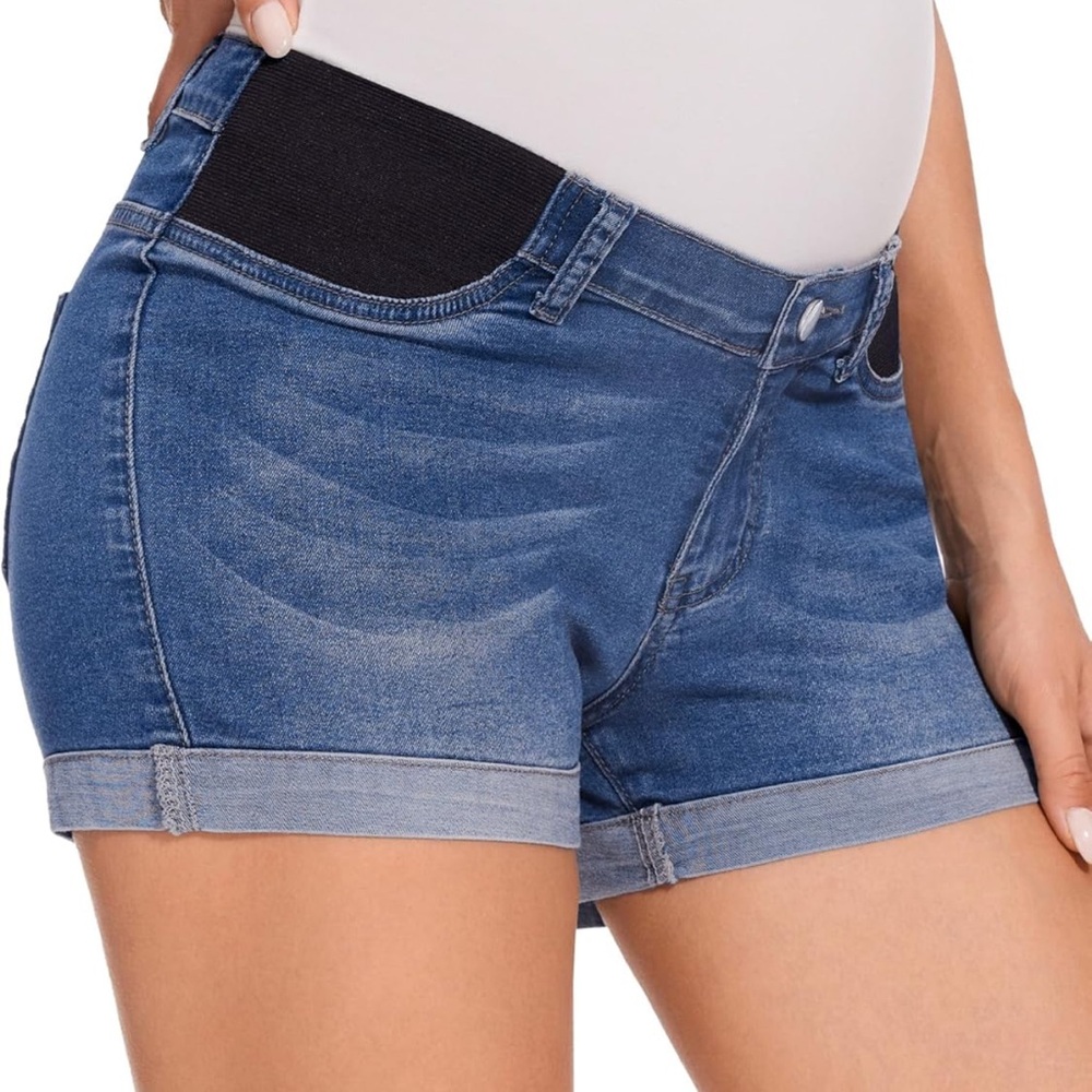 Isabel Maternity by Ingrid & Isabel Dark Blue Denim Maternity Jean Shorts